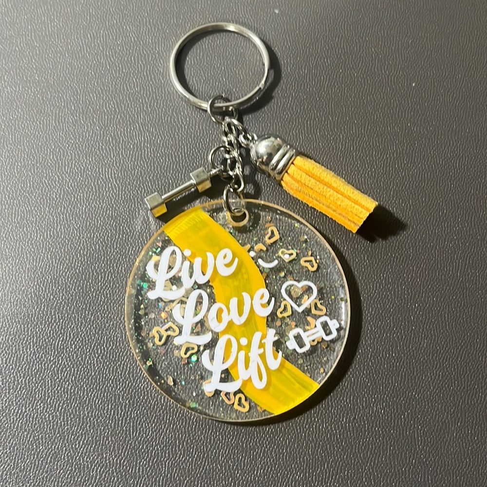 Hand crafted  Live love lift gym motivational keychain